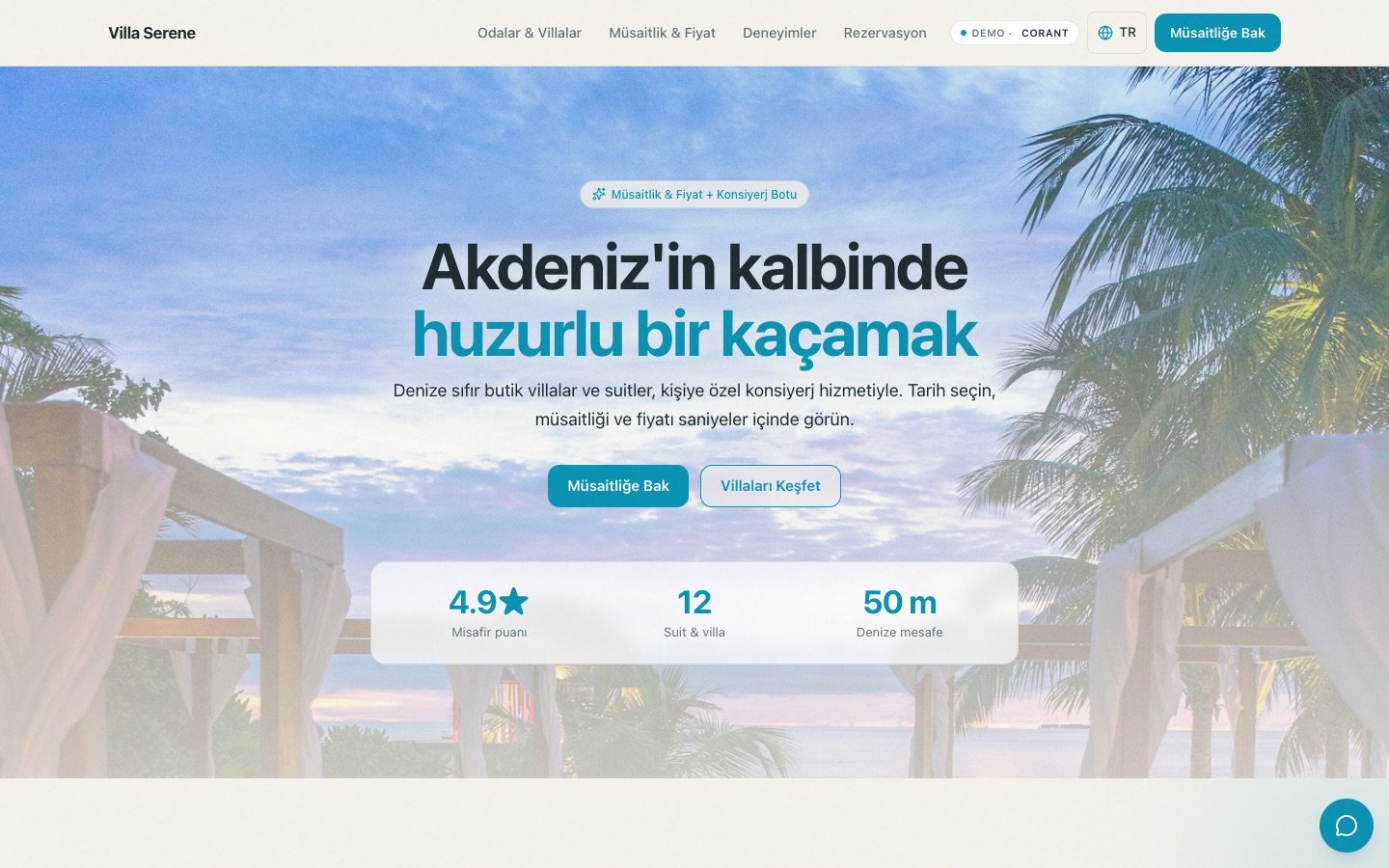 Villa Serene — canlı demonun ekran görüntüsü