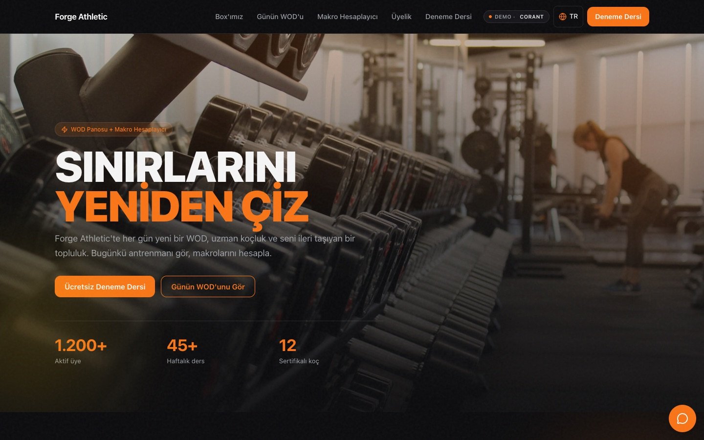 Forge Athletic — canlı demonun ekran görüntüsü