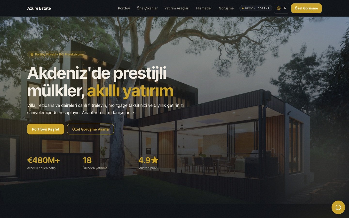 Azure Estate — canlı demonun ekran görüntüsü